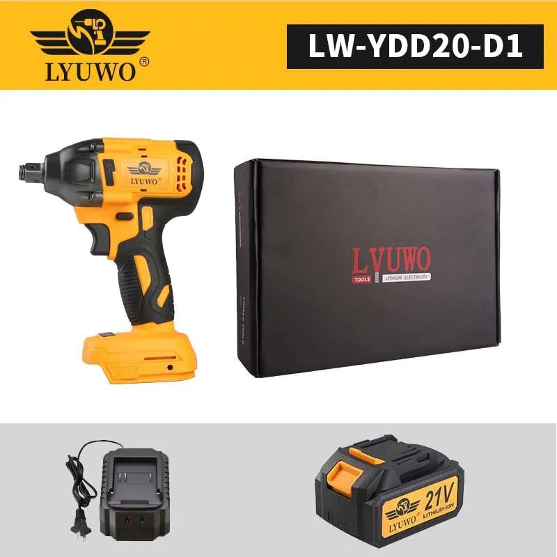 LYUWO Electric Wrench 420NM Brushless Electric Wrench High Torque Air Cannon Heavy Duty Automobile Repair High Power Impact Plat