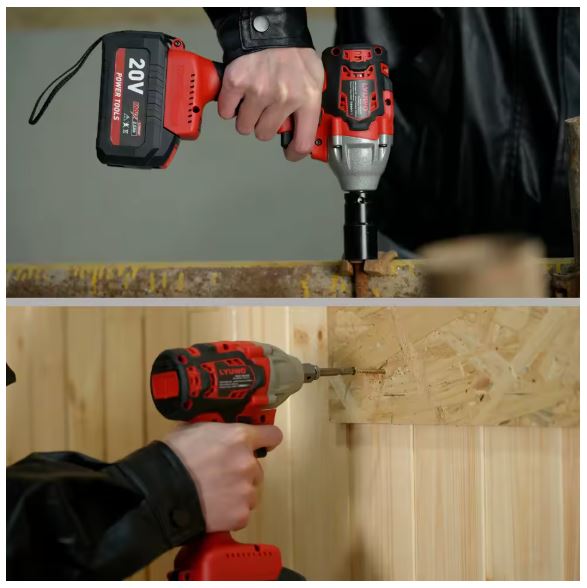 LYUWO 20V 420N. m Industrial Grade Impact Wrench For Automotive Repair, Woodworking, Lithium Battery, Brushless Electric Wrench