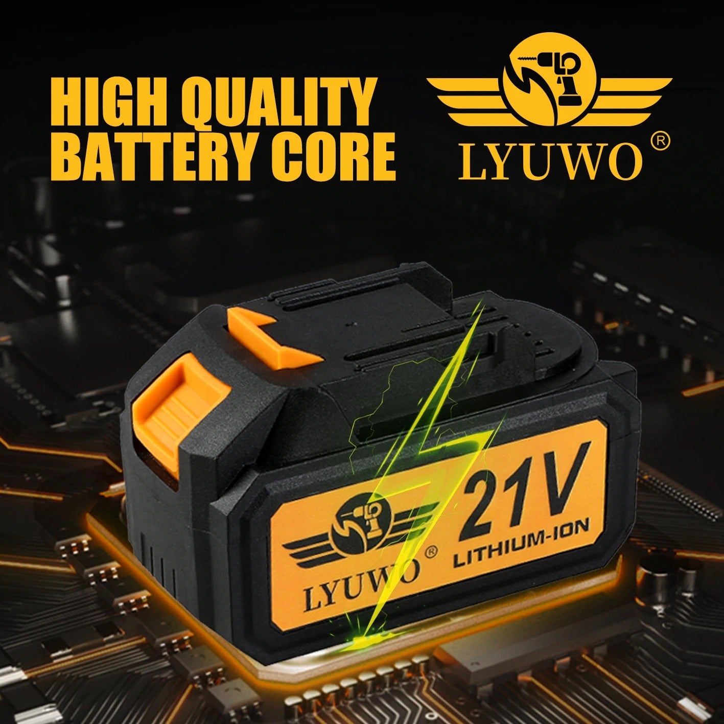 LYUWO Electric Wrench 420NM Brushless Electric Wrench High Torque Air Cannon Heavy Duty Automobile Repair High Power Impact Plat