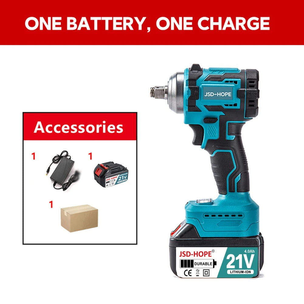 Brushless electric wrench with high torque, rechargeable electric air gun, auto repair impact lithium battery wrench