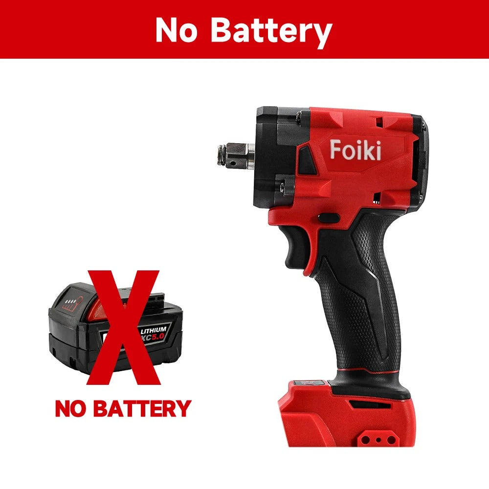 Foiki 18V Red Brushless Electric Impact Wrench Rechargeable 1/2'' Socket Wrench Cordless Electric Tool for Milwaukee Battery Pin