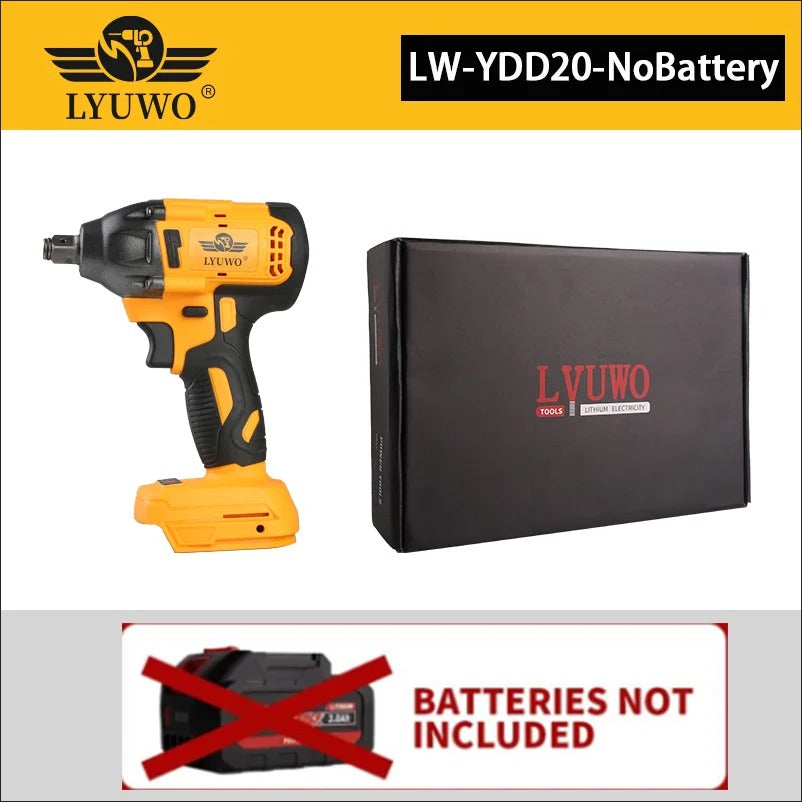LYUWO Electric Wrench 420NM Brushless Electric Wrench High Torque Air Cannon Heavy Duty Automobile Repair High Power Impact Plat